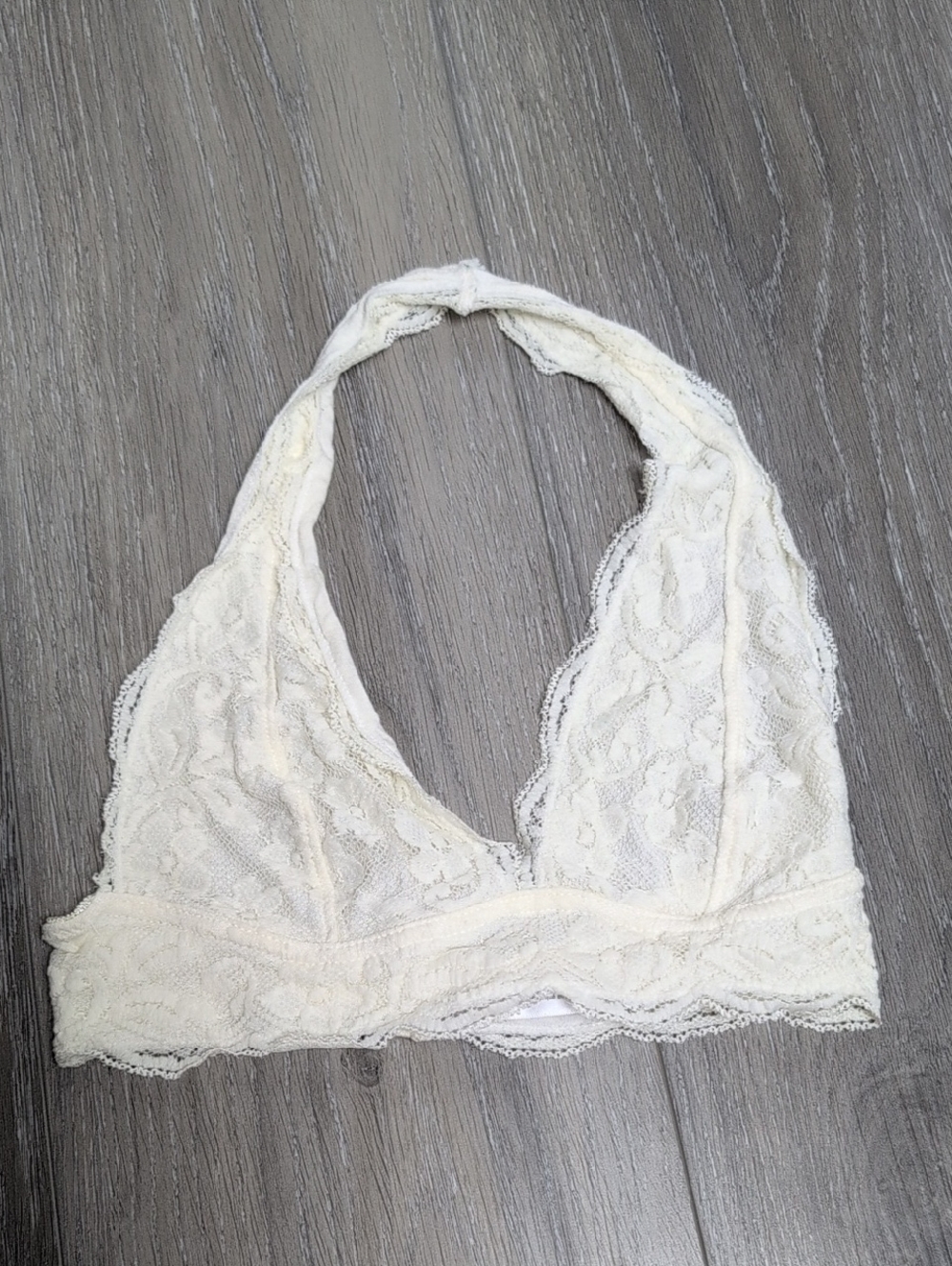 Urban Outfitters Cream Lace Halter Bralette